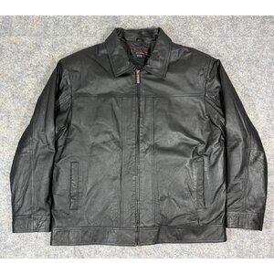 Phase Two Mens Vintage Leather Bomber Jacket Sz XL Black Motorcycle Aviator 80s